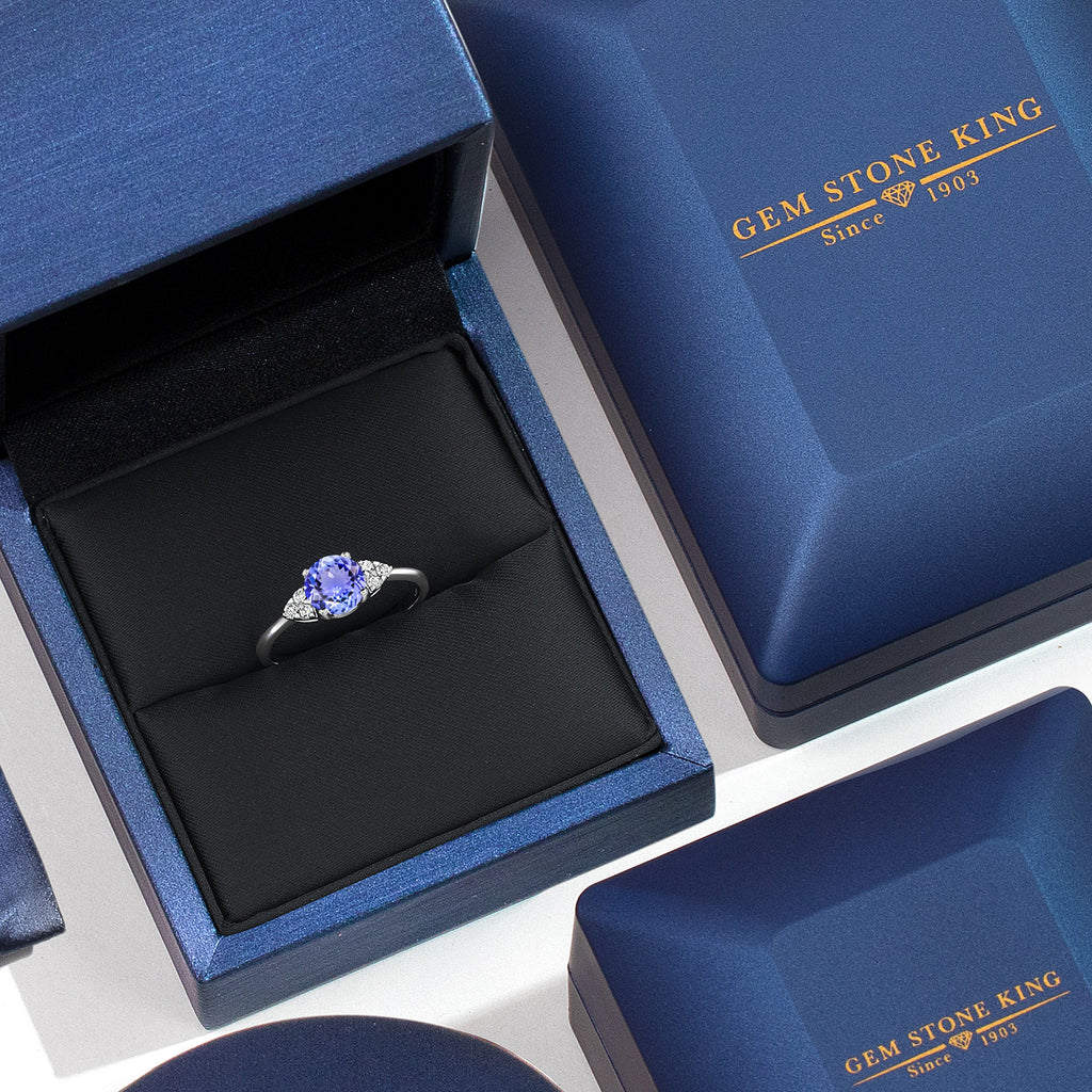 Tanzanite and Lab Grown Diamond_8_Ring in 14K White Gold