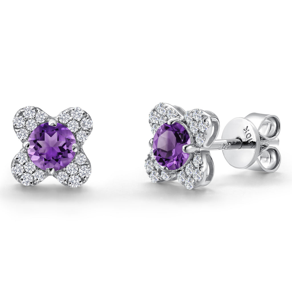 Amethyst - February_Earrings in 10K White Gold