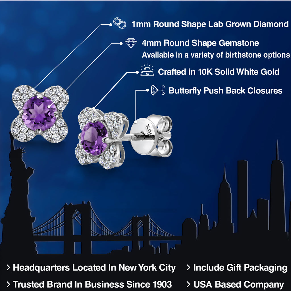 Amethyst - February_Earrings in 10K White Gold