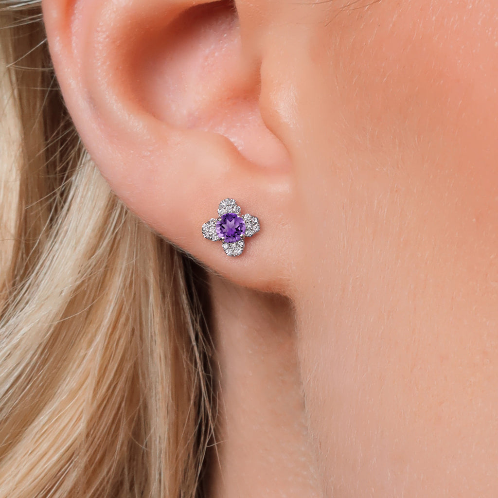 Amethyst - February_Earrings in 10K White Gold