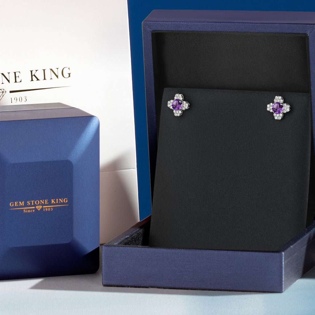 Amethyst - February_Earrings in 10K White Gold