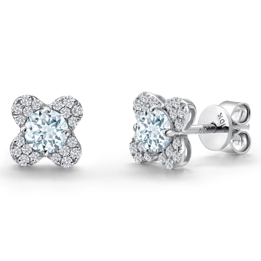 Aquamarine - March_Earrings in 10K White Gold