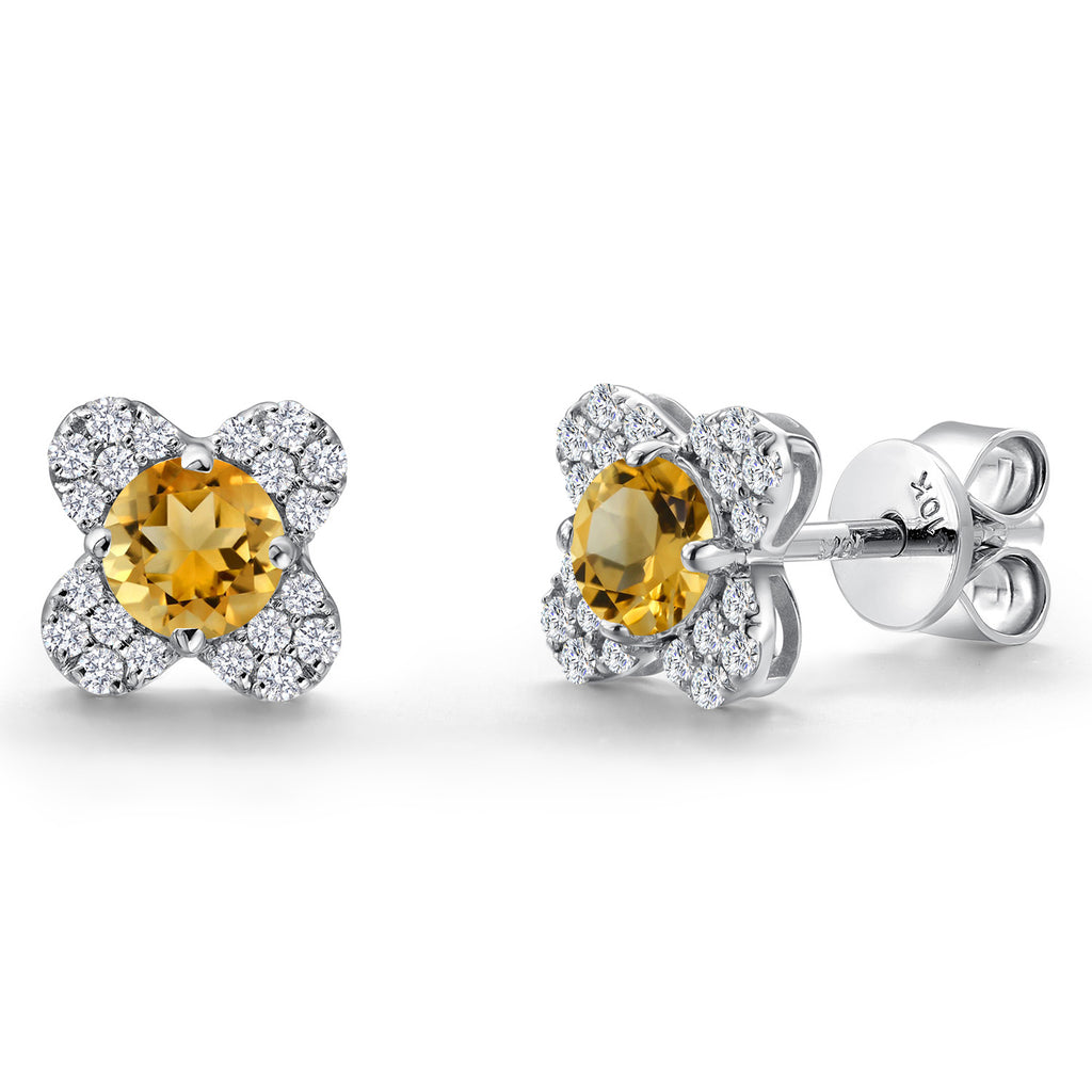 Citrine - November_Earrings in 10K White Gold