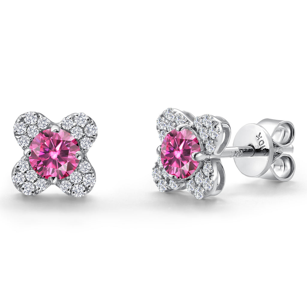 Pink Moissanite - April_Earrings in 10K White Gold