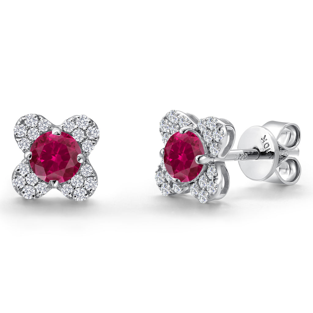 Created Ruby - July_Earrings in 10K White Gold