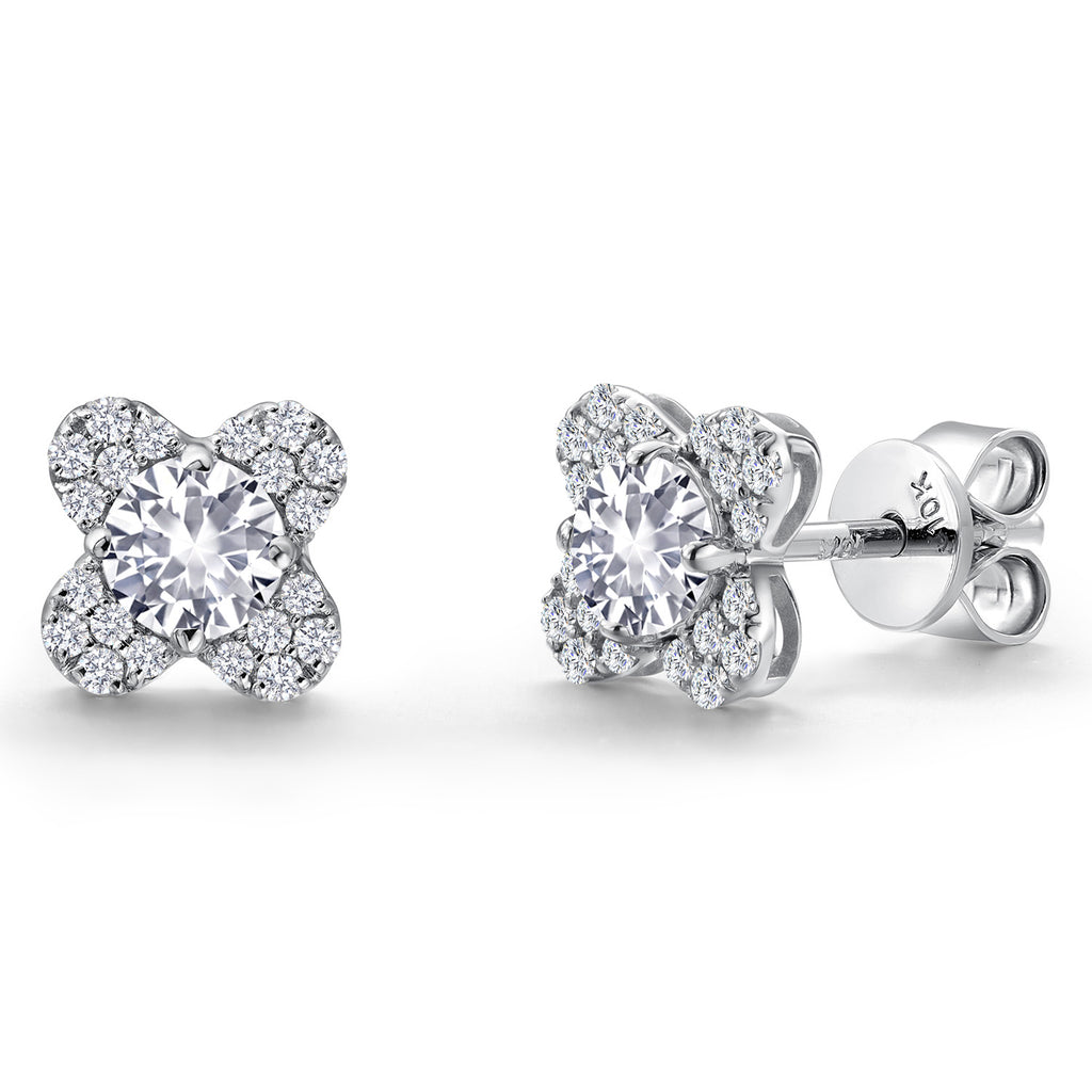 White Created Sapphire - September_Earrings in 10K White Gold
