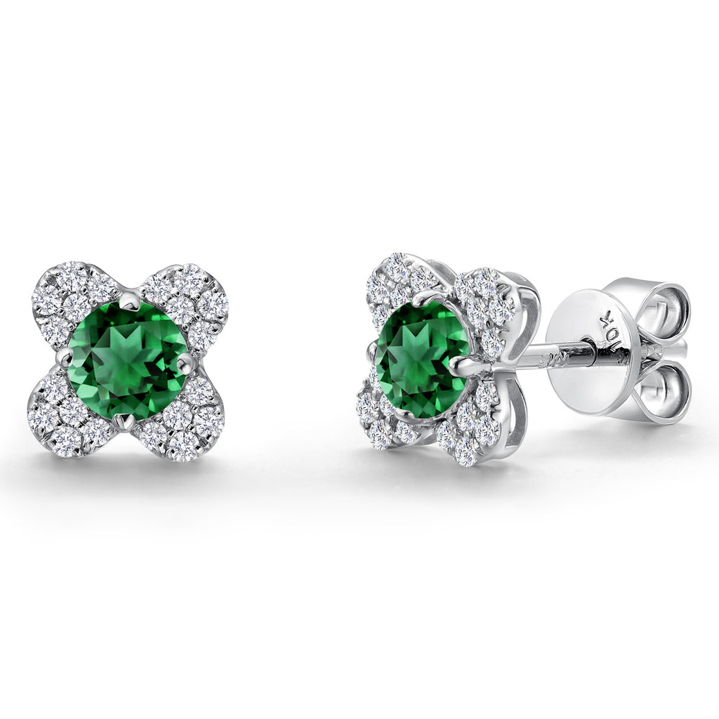 Nano Emerald - May_Earrings in 10K White Gold