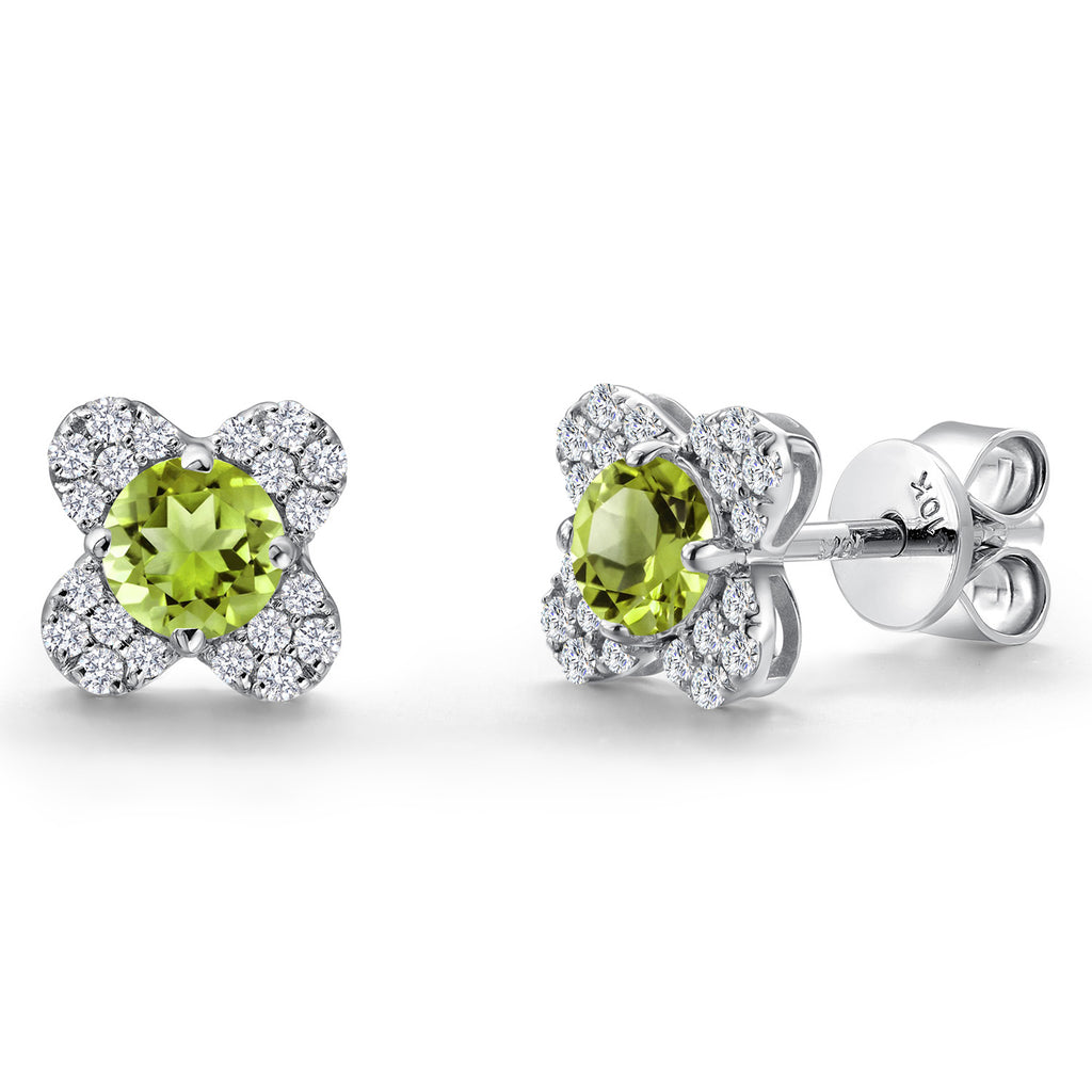 Peridot - August_Earrings in 10K White Gold