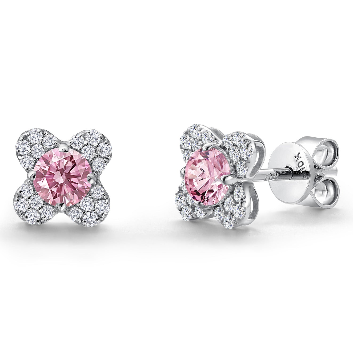 Pink Lab Grown Diamond_Earrings in 10K White Gold