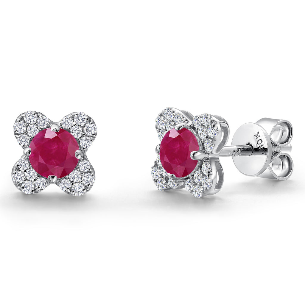 Ruby - July_Earrings in 10K White Gold