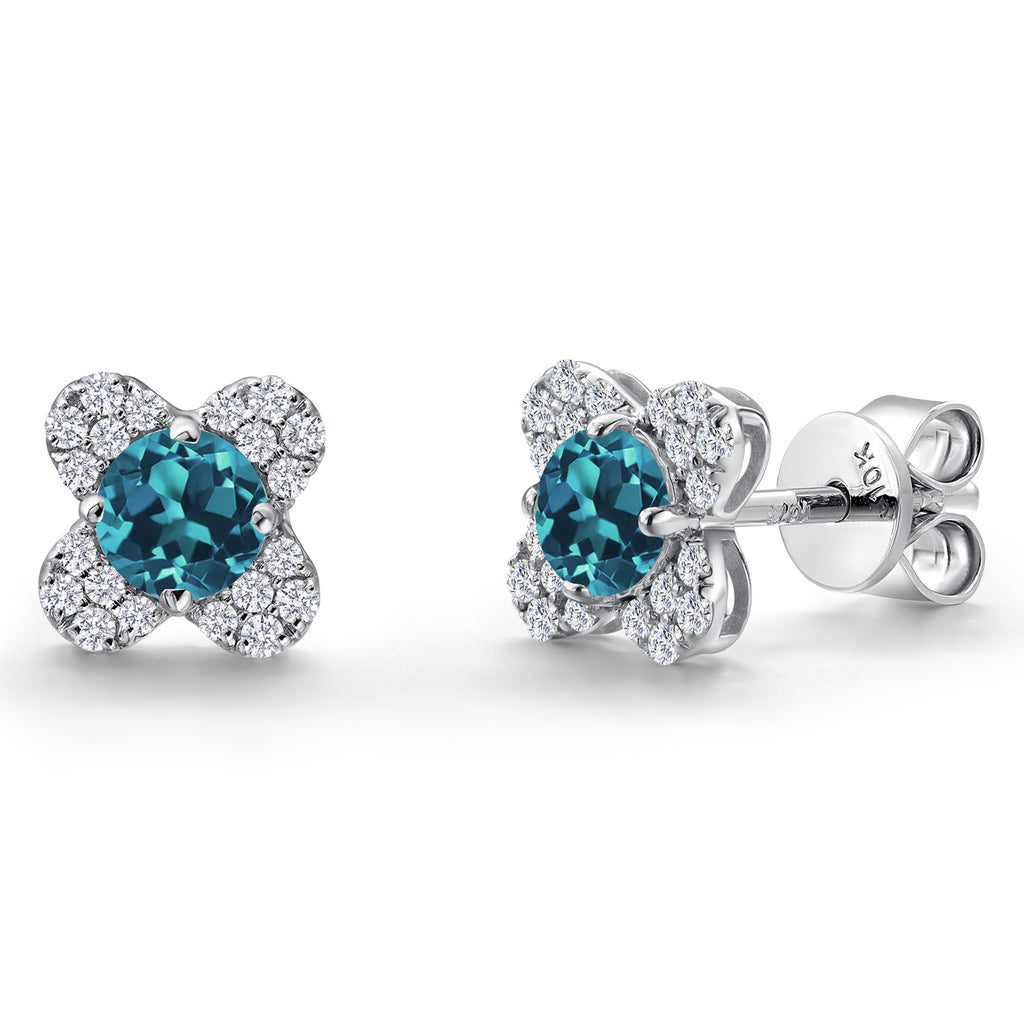 London Blue Topaz - November_Earrings in 10K White Gold