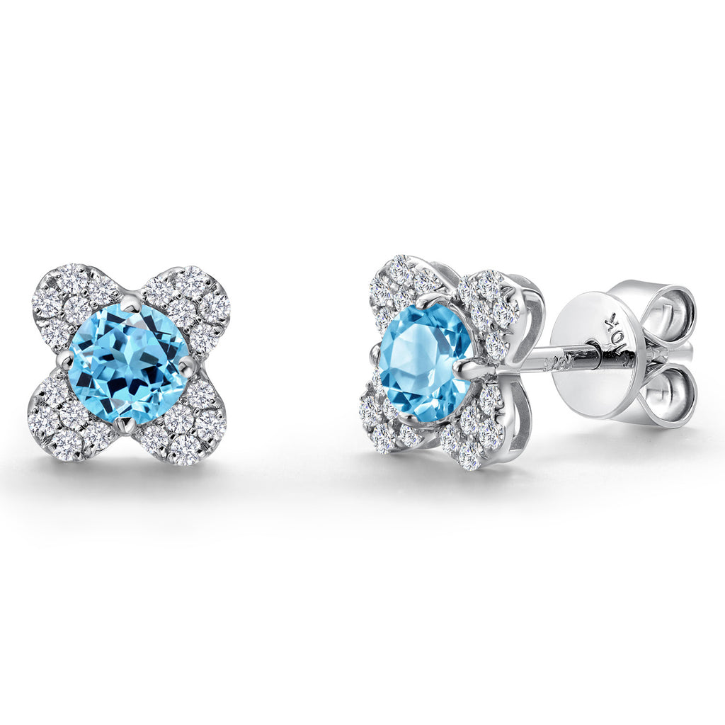 Swiss Blue Topaz - November_Earrings in 10K White Gold