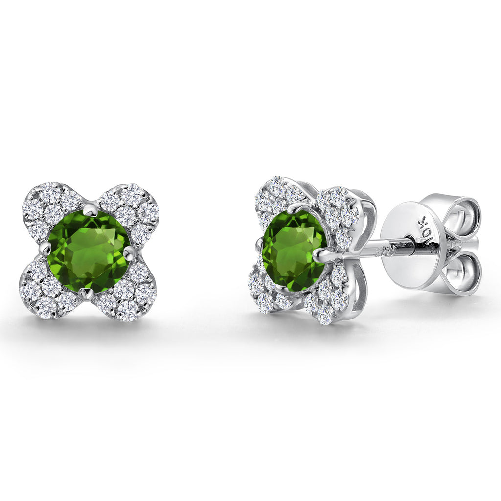 Green Tourmaline - October_Earrings in 10K White Gold