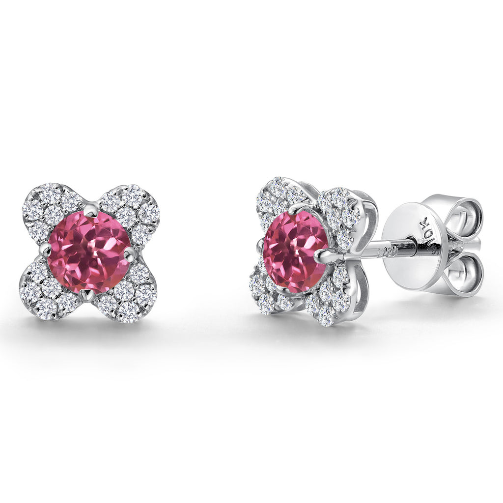 Pink Tourmaline - October_Earrings in 10K White Gold