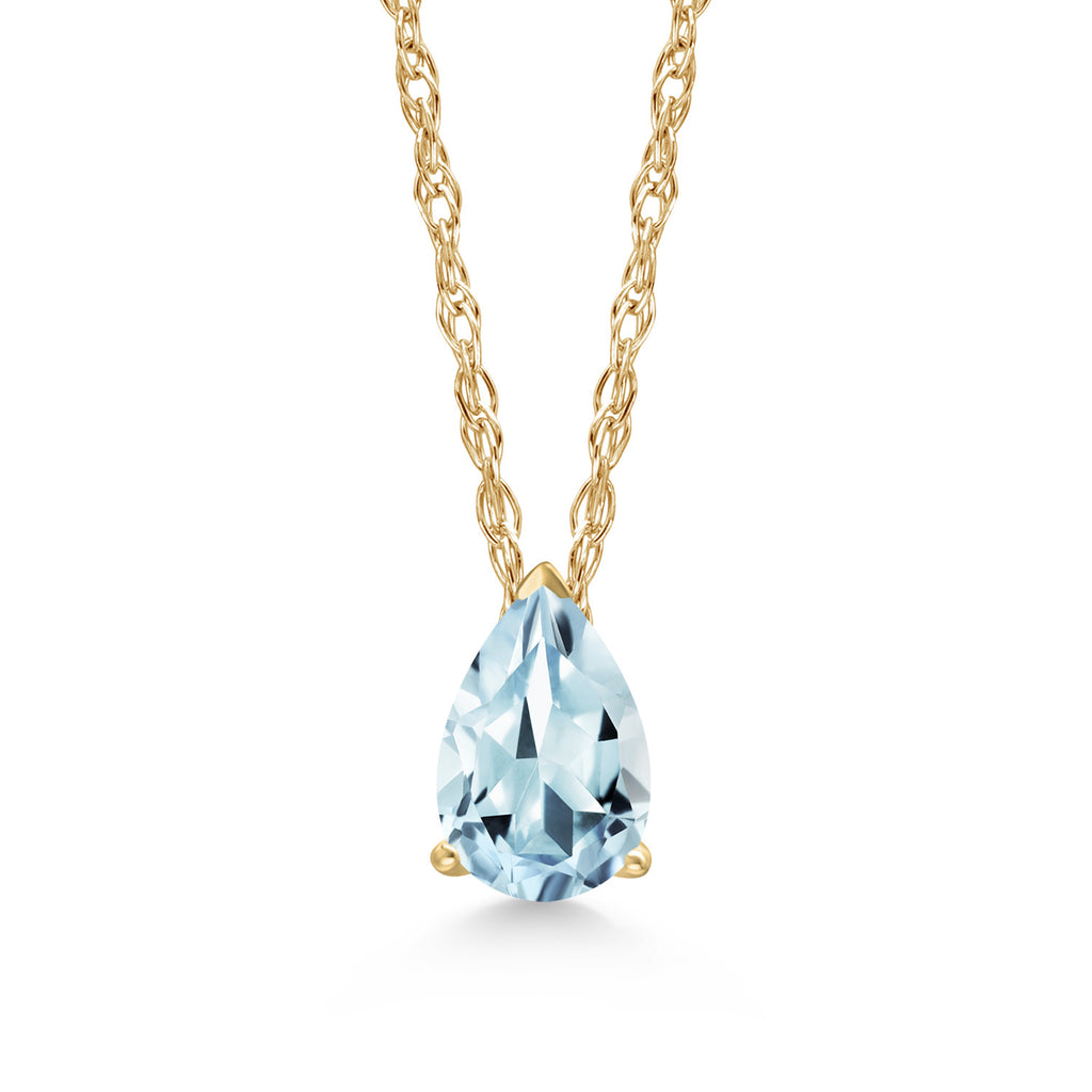 Aquamarine - March_Pendant in 14K Yellow Gold
