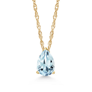 Aquamarine - March_Pendant in 14K Yellow Gold