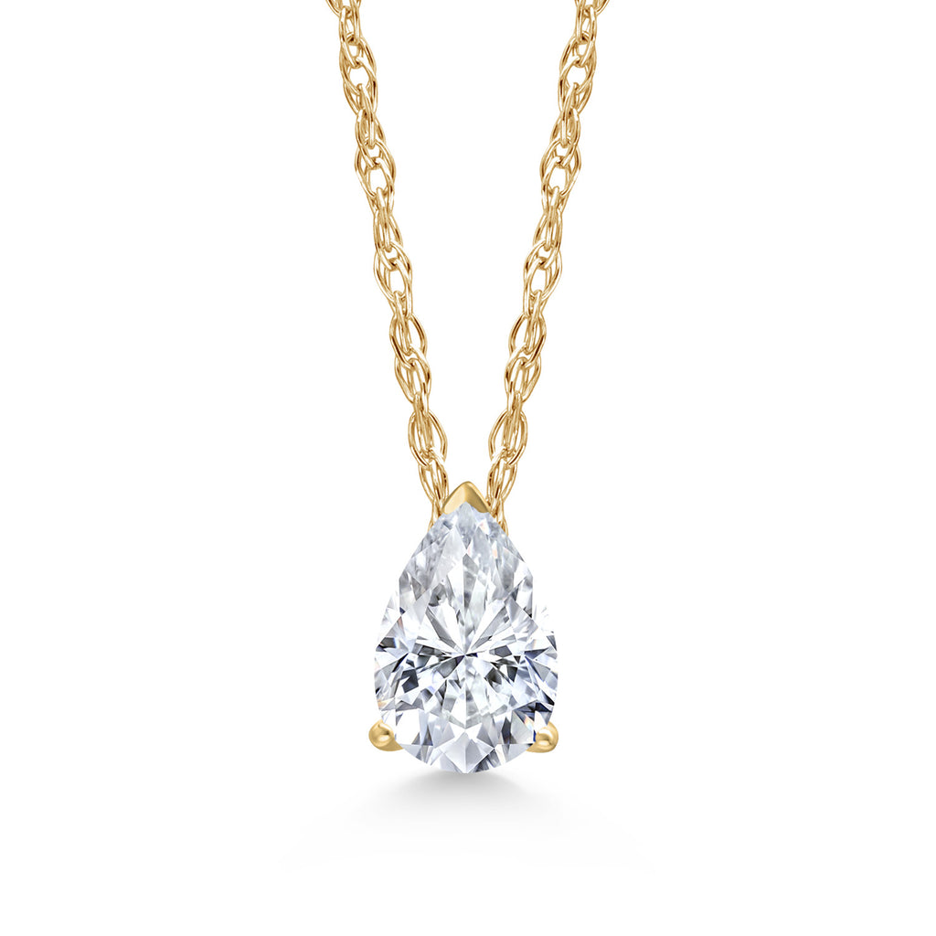 White Moissanite - April_Pendant in 14K Yellow Gold