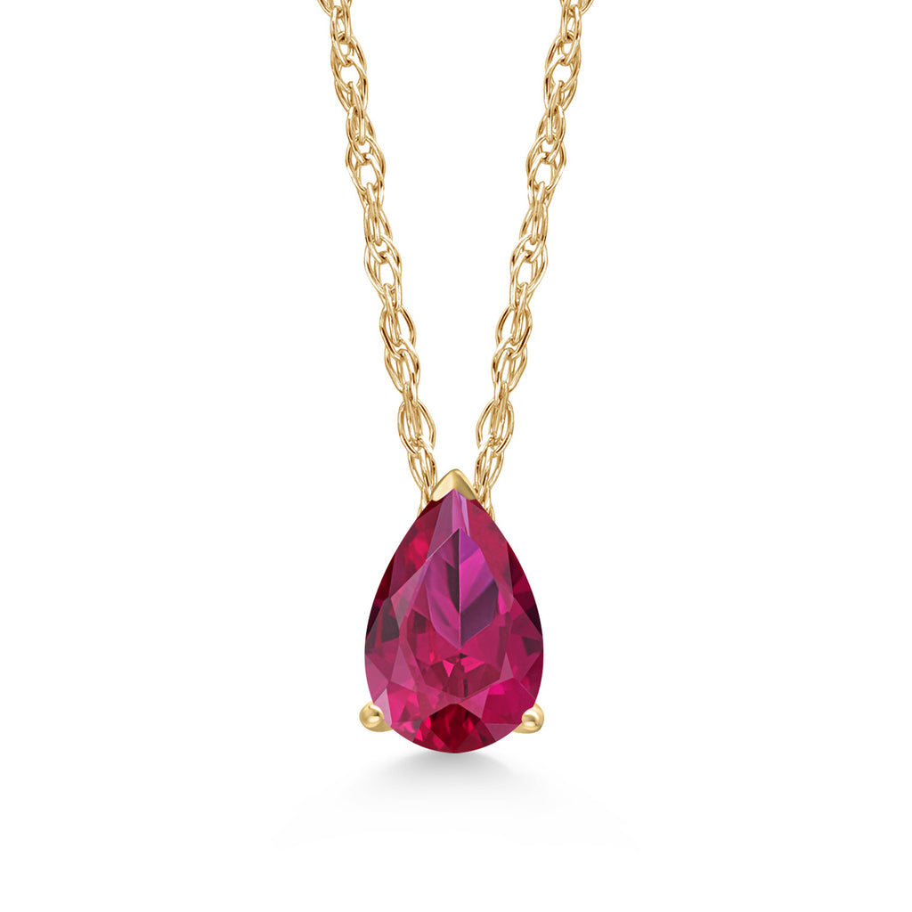 Created Ruby - July_Pendant in 14K Yellow Gold