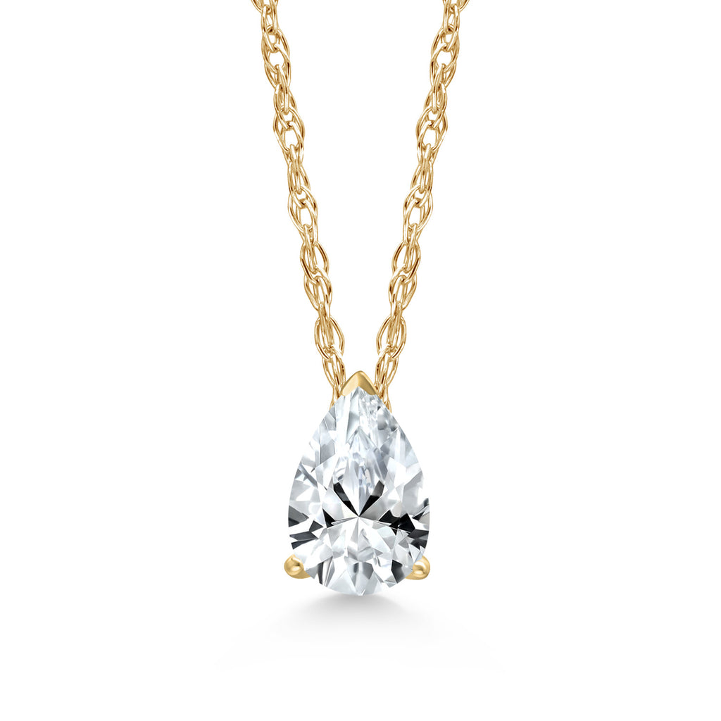 White Created Sapphire - September_Pendant in 14K Yellow Gold