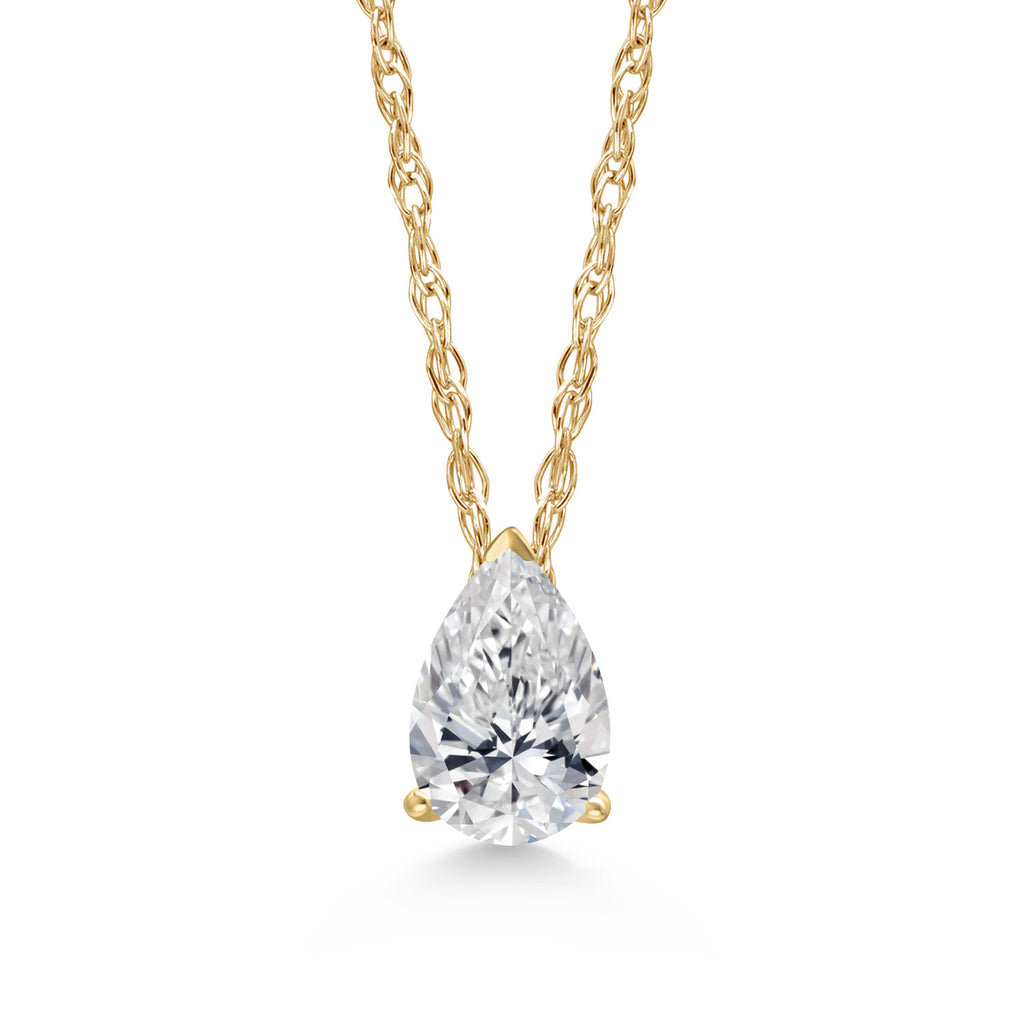 White Lab Grown Diamond - April_Pendant in 14K Yellow Gold