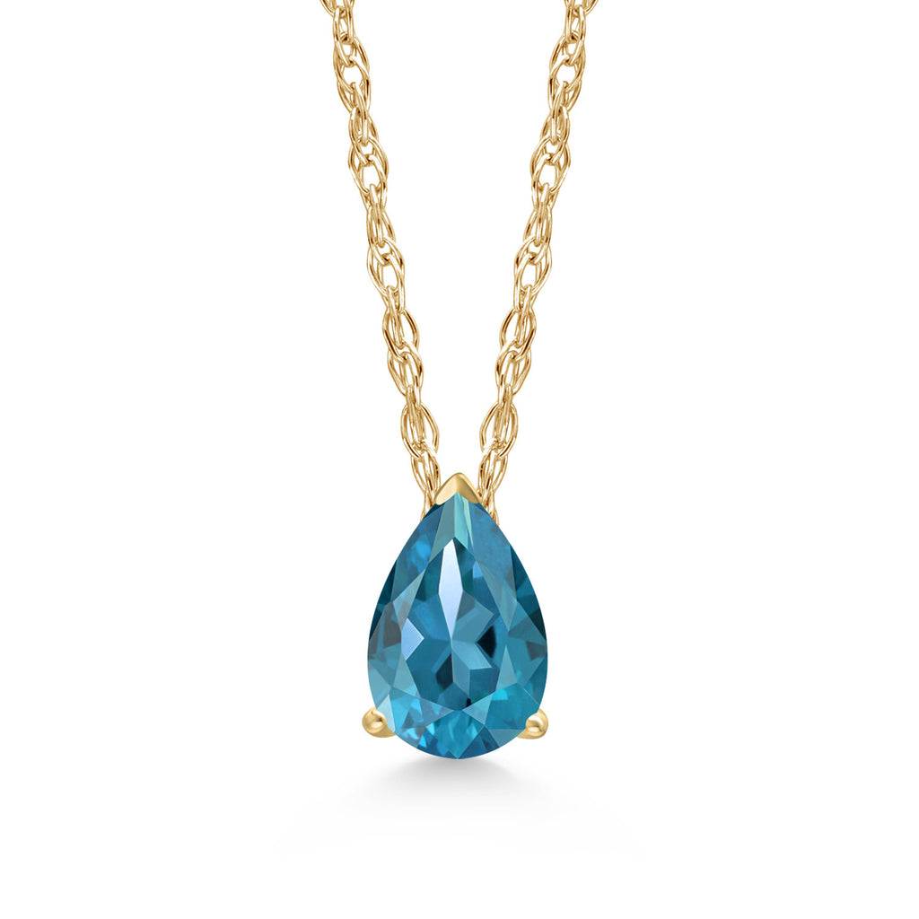 London Blue Topaz - November_Pendant in 14K Yellow Gold