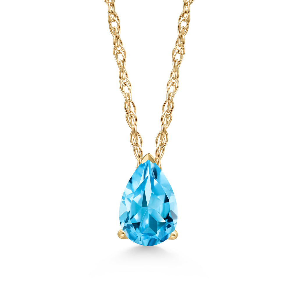 Swiss Blue Topaz - November_Pendant in 14K Yellow Gold