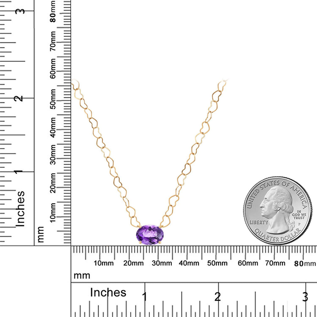 Amethyst-Checkerboard - February_Necklace in 14K Yellow Gold