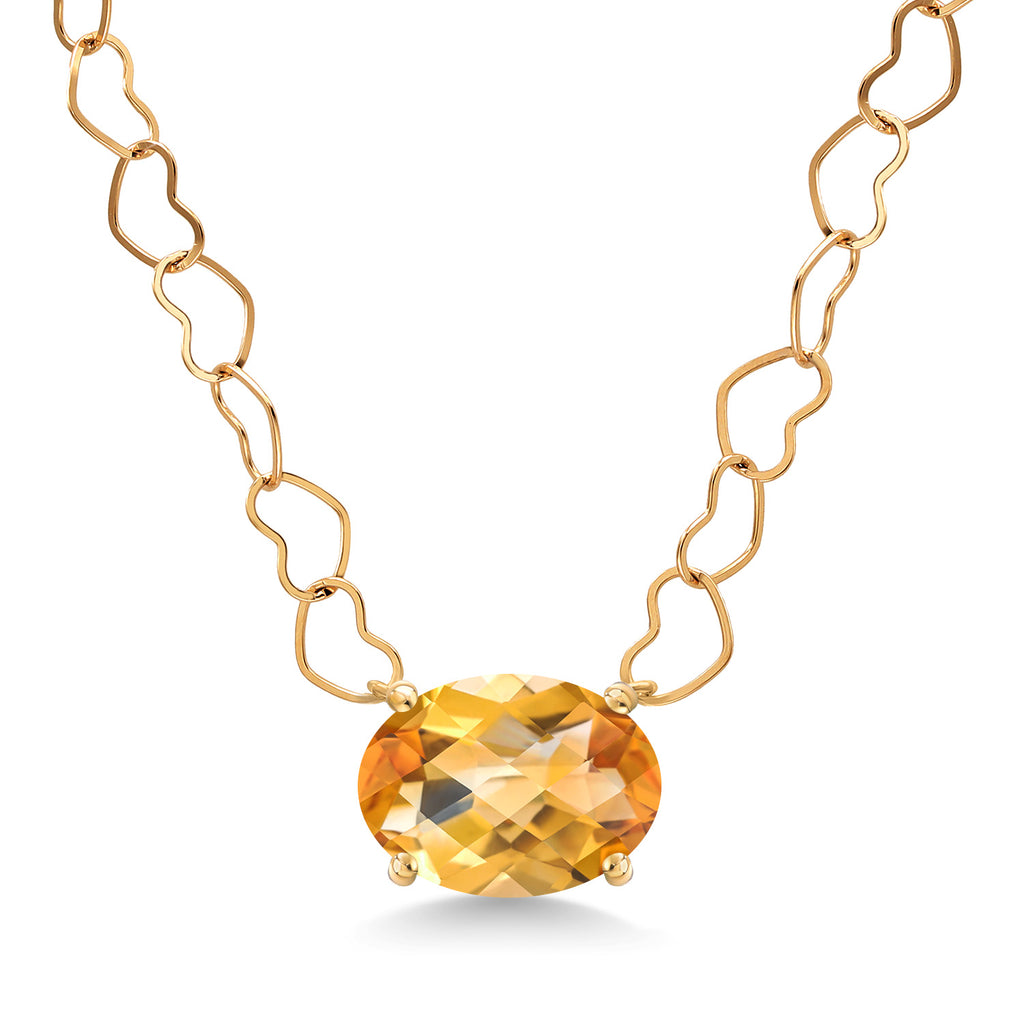 Citrine-Checkerboard - November_Necklace in 14K Yellow Gold
