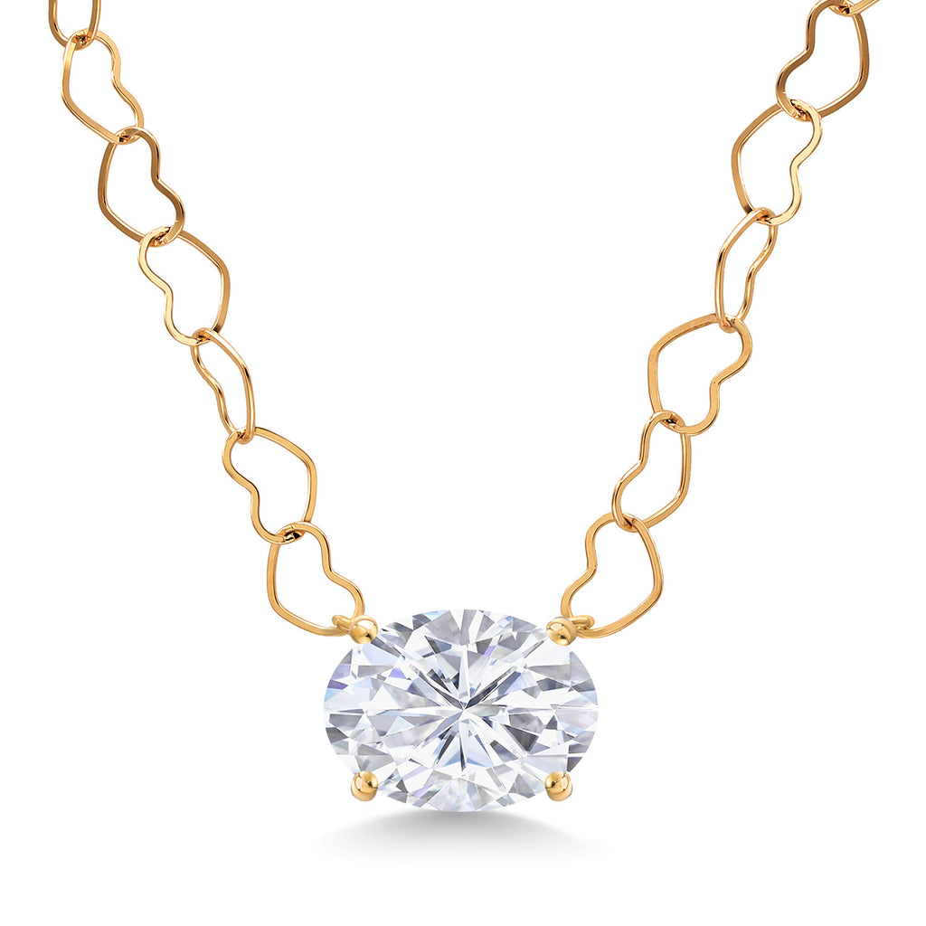 White Moissanite - April_Necklace in 14K Yellow Gold