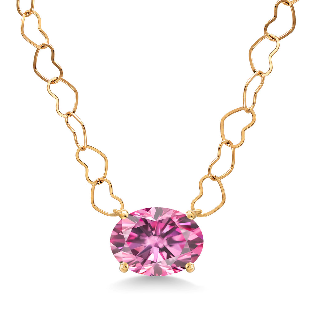 Pink Moissanite - April_Necklace in 14K Yellow Gold
