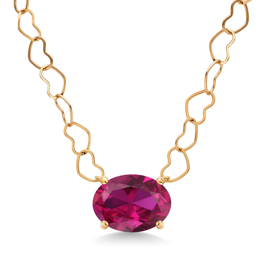 Created Ruby - July_Necklace in 14K Yellow Gold
