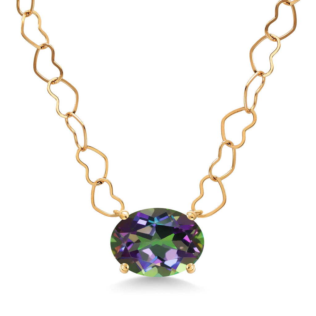 Green Mystic Topaz_Necklace in 14K Yellow Gold