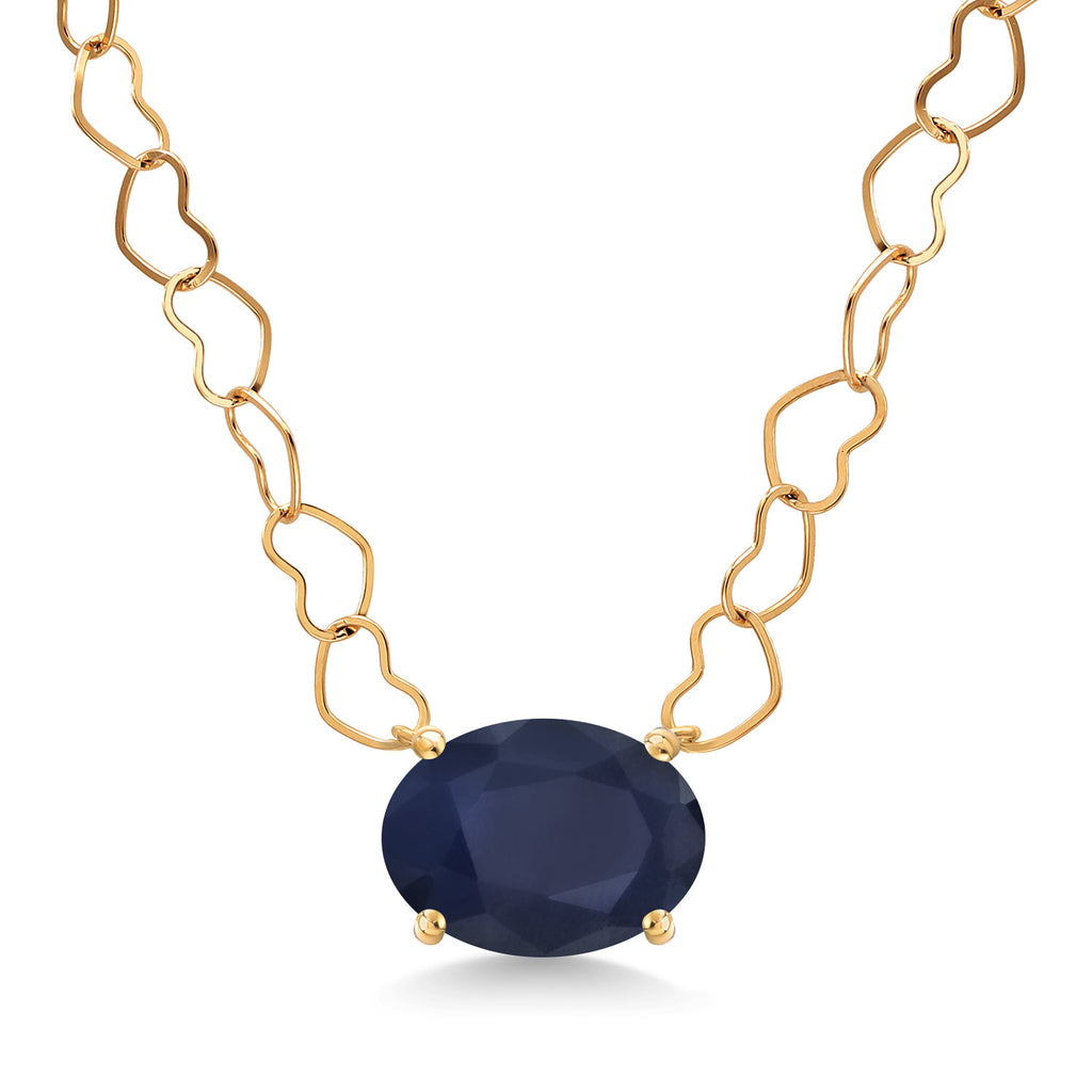 Blue Sapphire - September_Necklace in 14K Yellow Gold