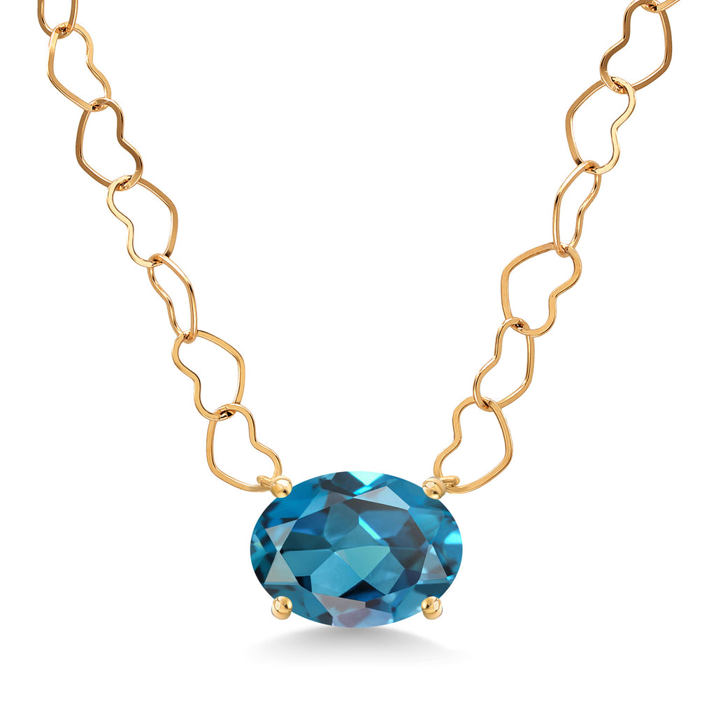 London Blue Topaz - November_Necklace in 14K Yellow Gold