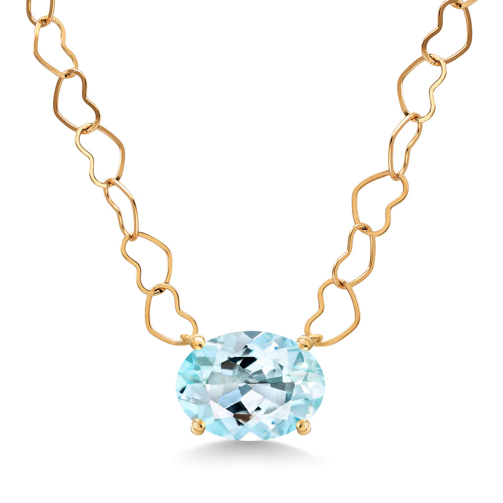 Sky Blue Topaz - November_Necklace in 14K Yellow Gold