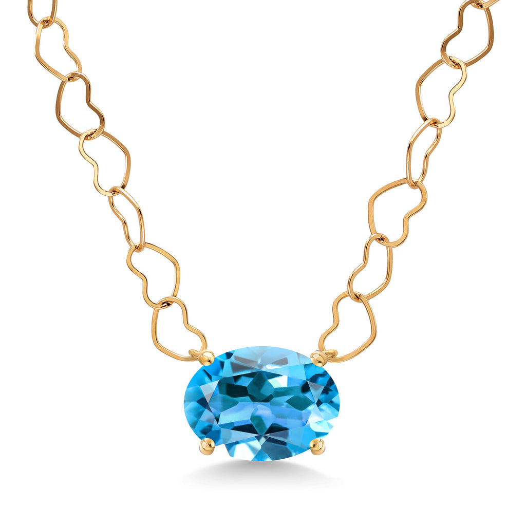 Swiss Blue Topaz - November_Necklace in 14K Yellow Gold
