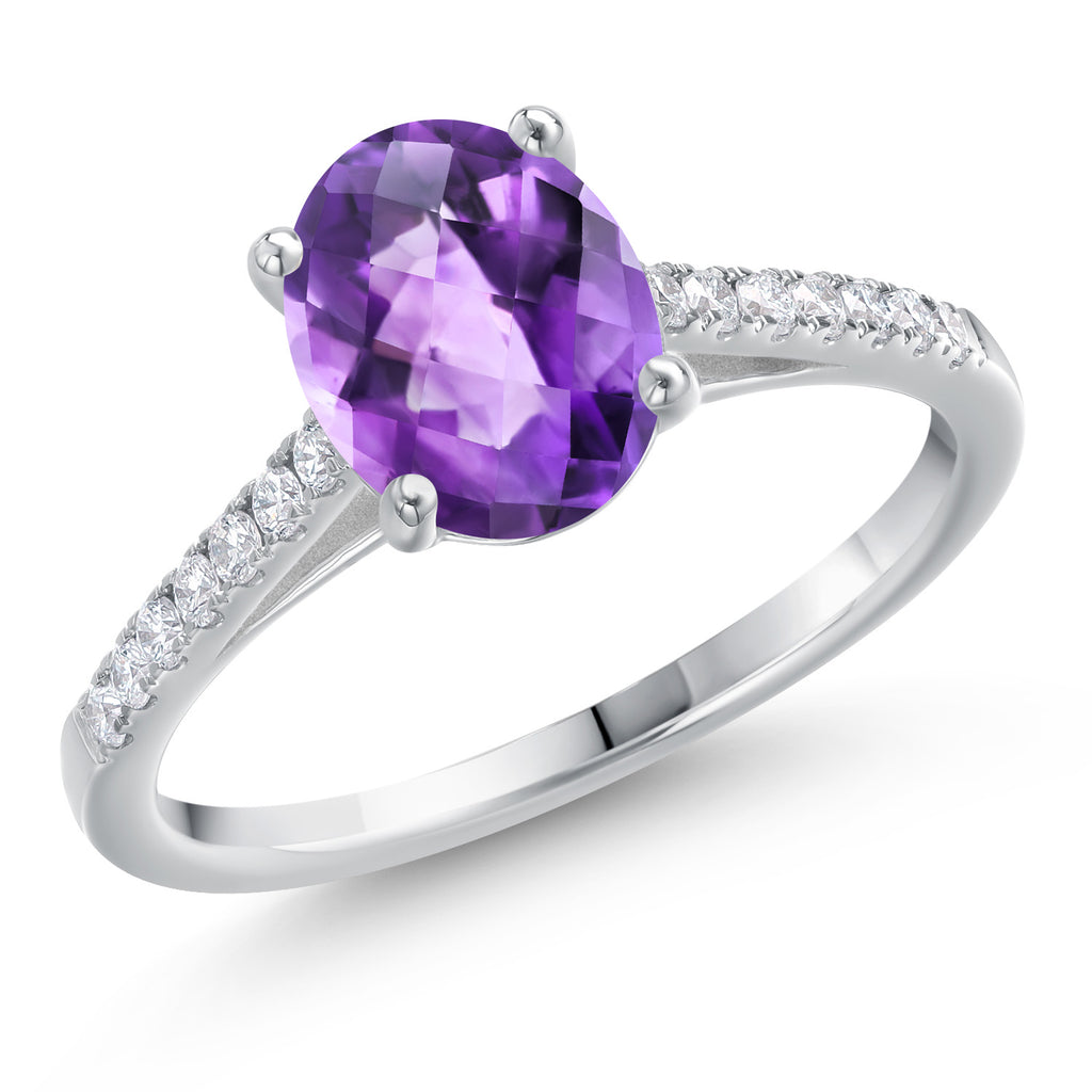 Amethyst-Checkerboard - February_6_Ring in 14K White Gold
