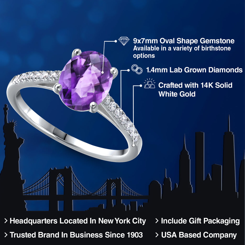 Amethyst-Checkerboard - February_6_Ring in 14K White Gold