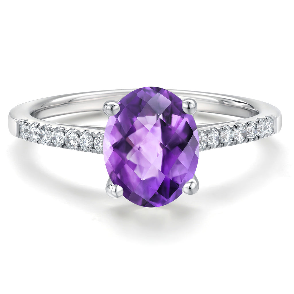 Amethyst-Checkerboard - February_6_Ring in 14K White Gold