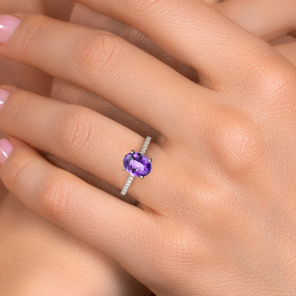 Amethyst-Checkerboard - February_6_Ring in 14K White Gold