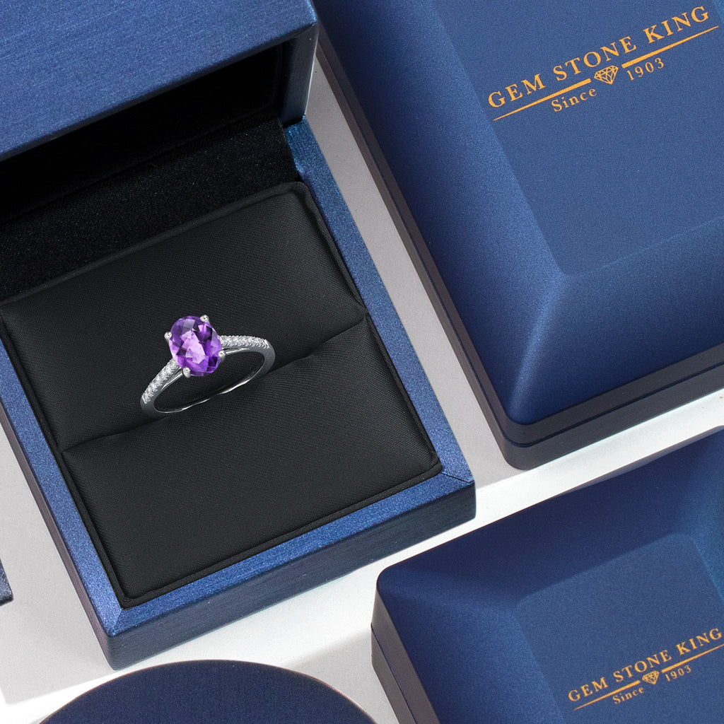 Amethyst-Checkerboard - February_6_Ring in 14K White Gold