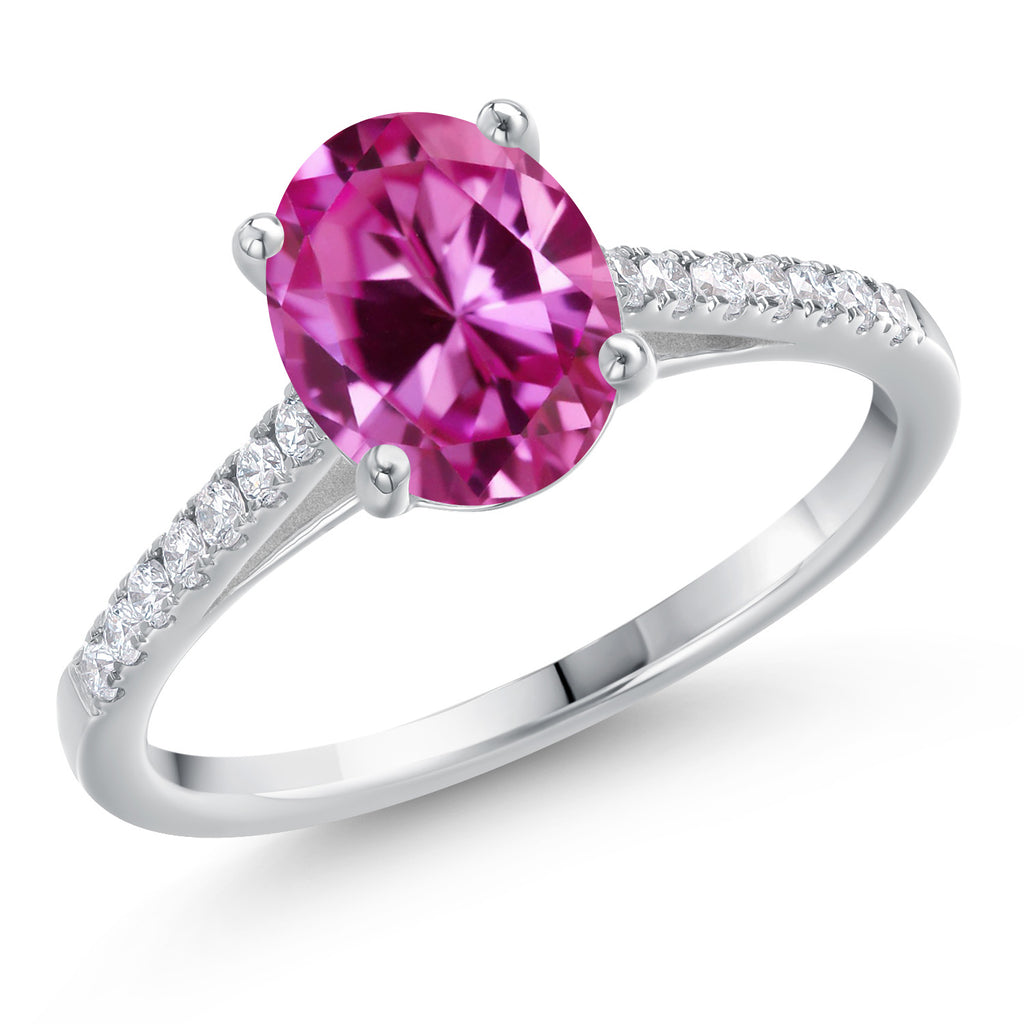 Pink Created Sapphire - September_6_Ring in 14K White Gold