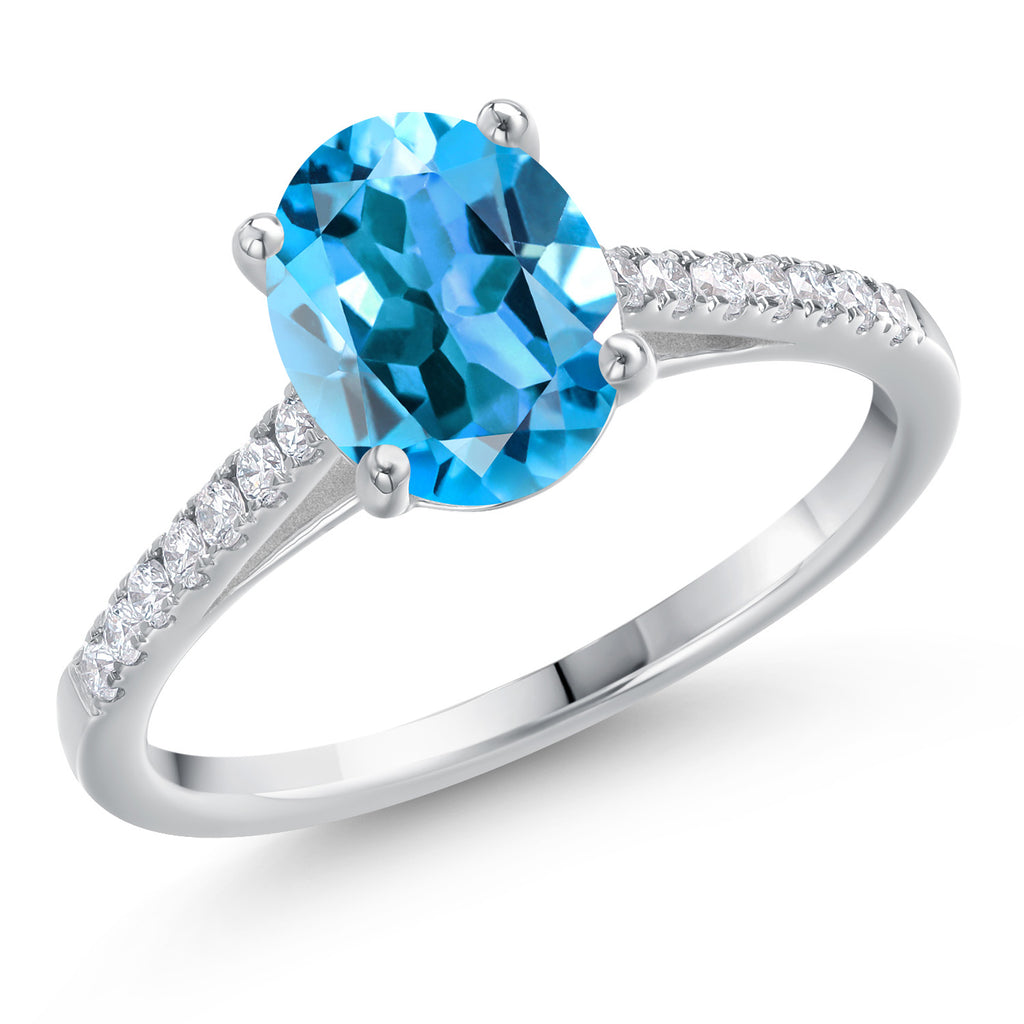 Swiss Blue Topaz - November_8_Ring in 14K White Gold