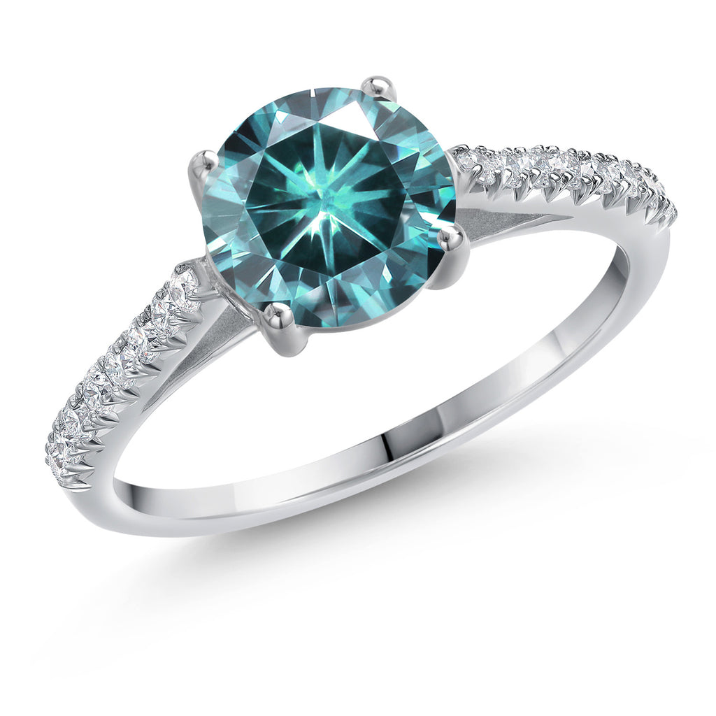 Blue Moissanite - April_8_Ring in 14K White Gold