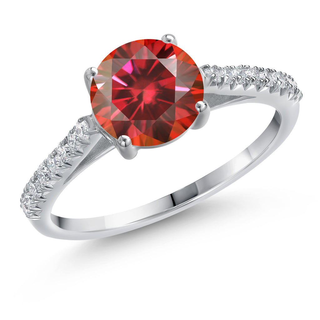 Red Moissanite - April_6_Ring in 14K White Gold