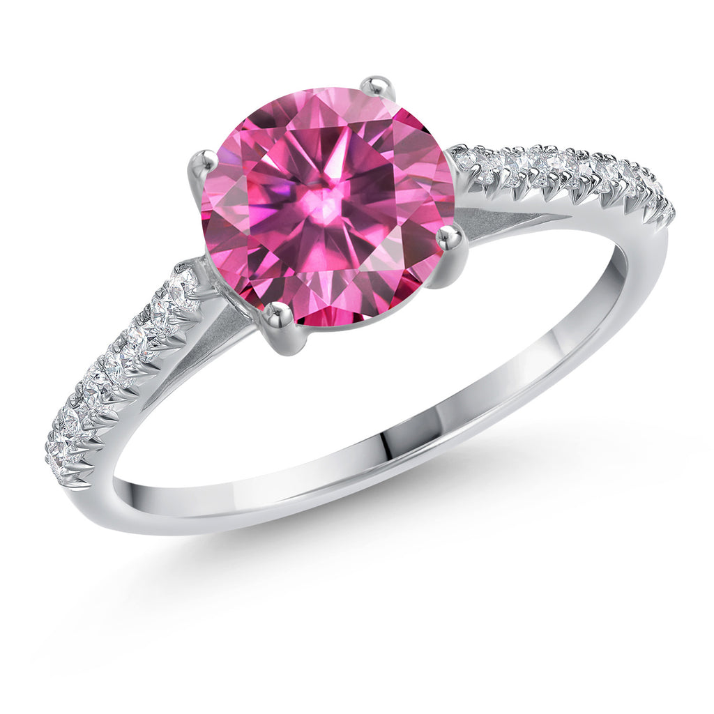 Pink Moissanite - April_8_Ring in 14K White Gold