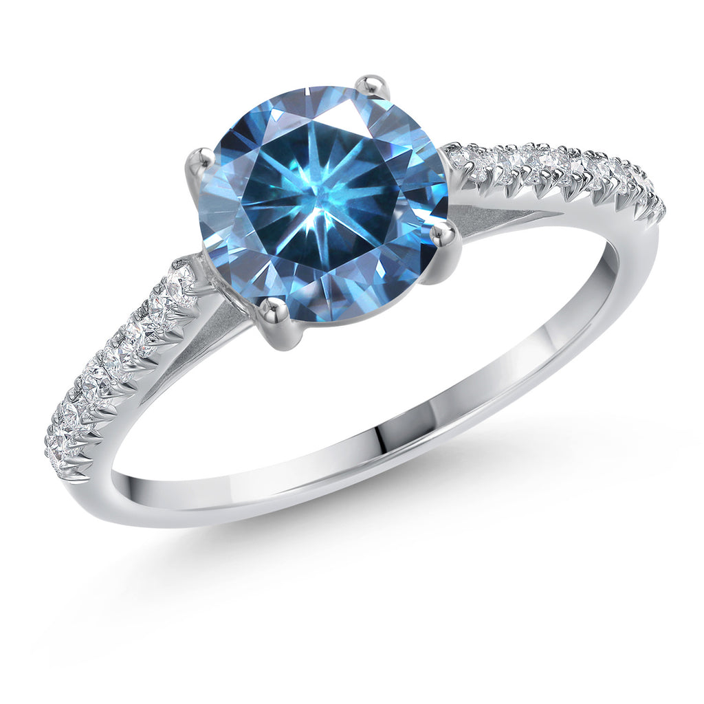 Persian Blue Moissanite - April_7_Ring in 14K White Gold