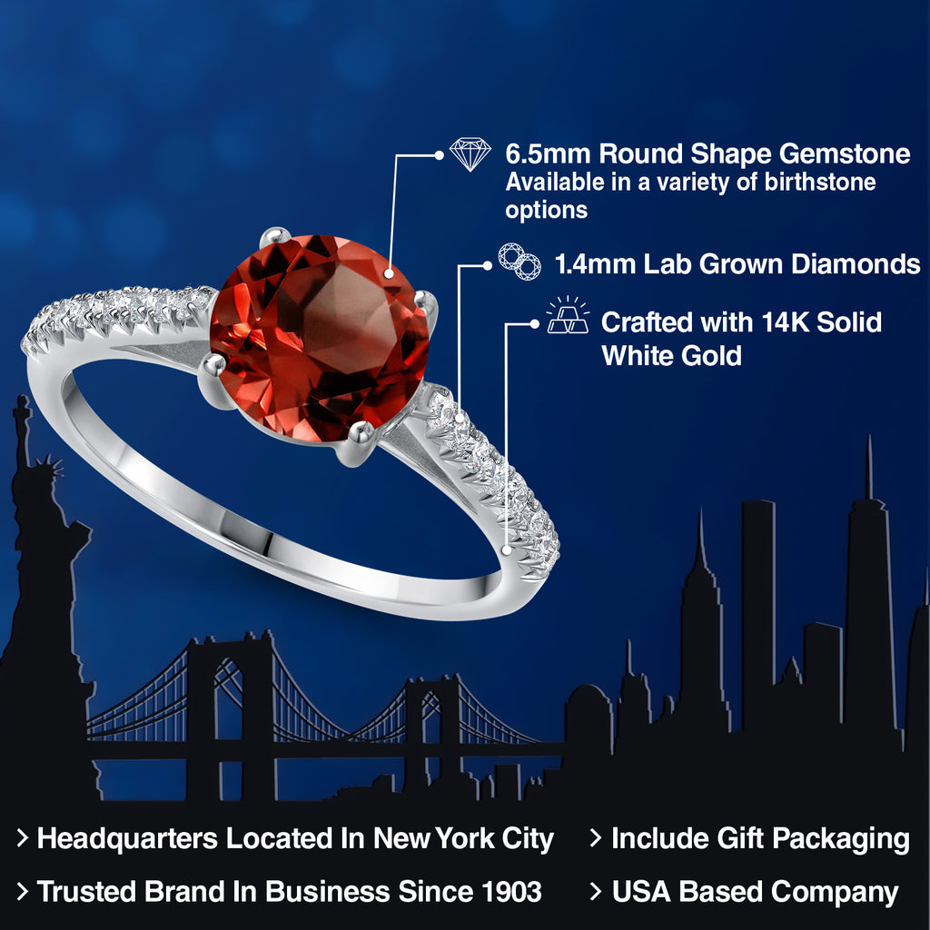 Garnet - January_7_Ring in 14K White Gold