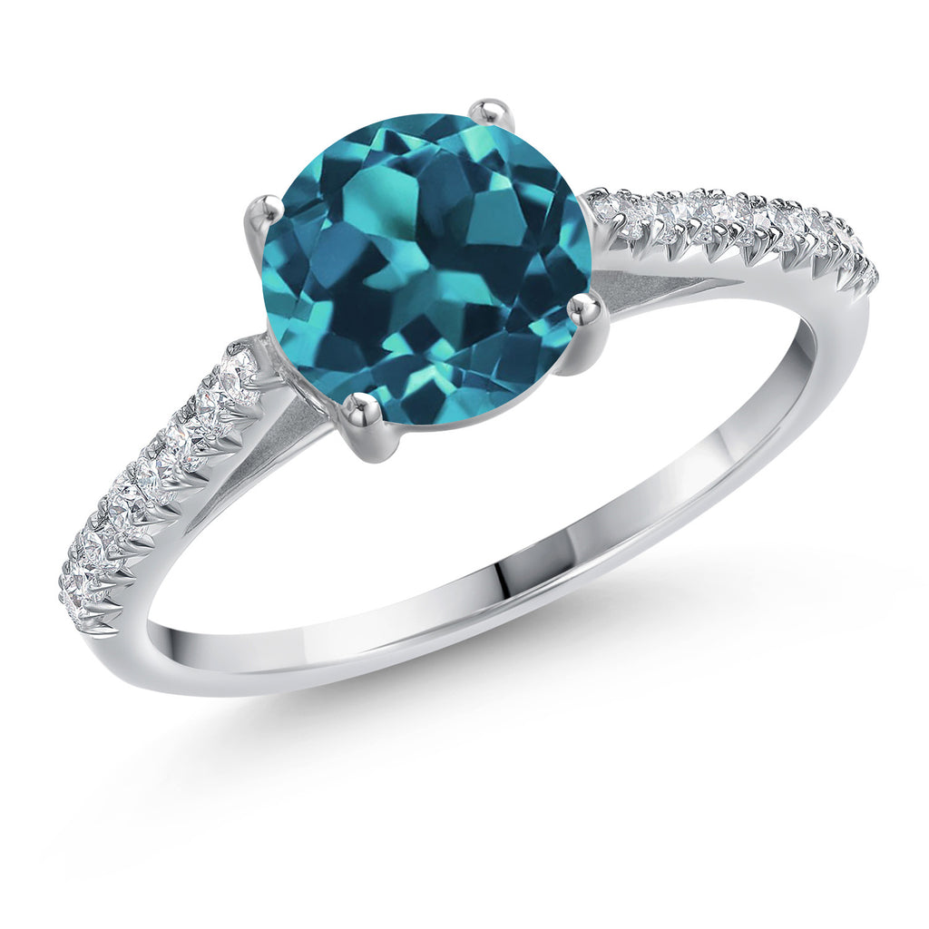 London Blue Topaz - November_9_Ring in 14K White Gold