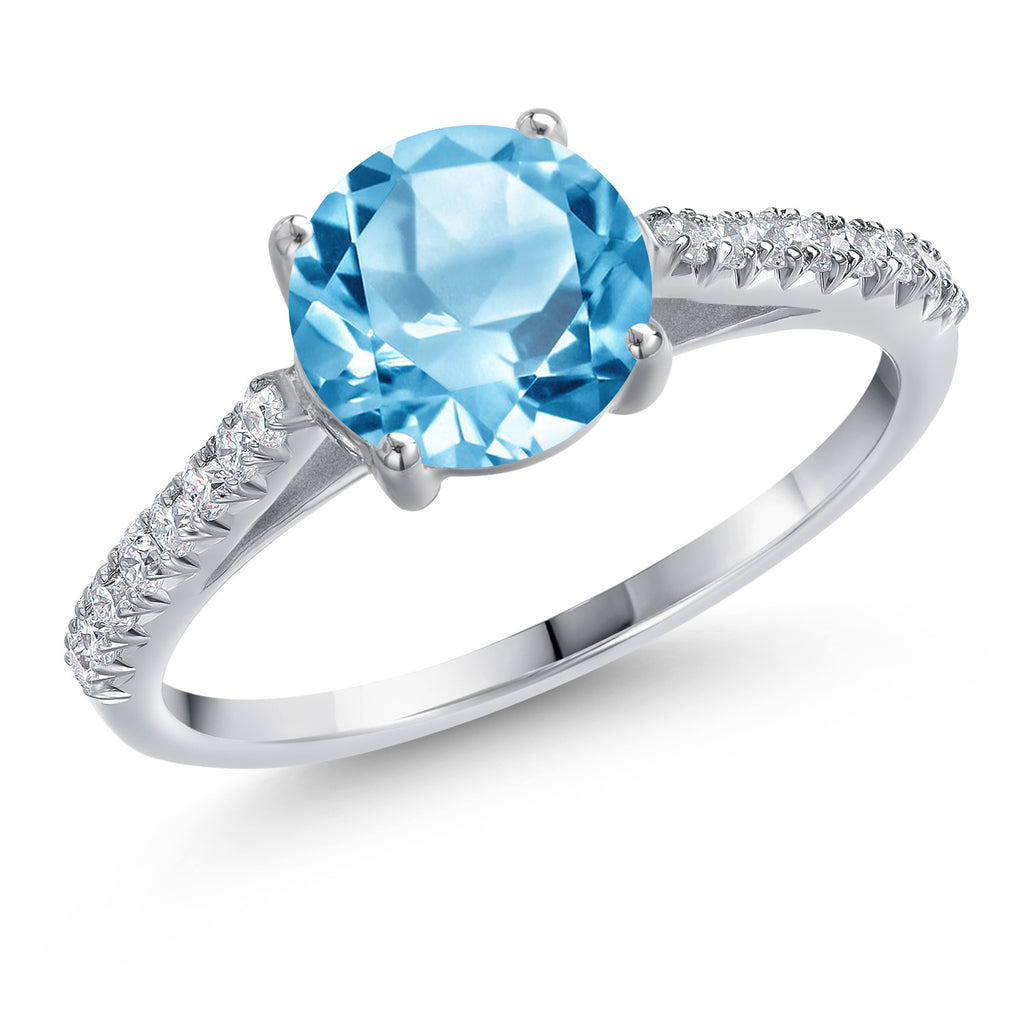 Swiss Blue Topaz - November_5_Ring in 14K White Gold